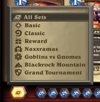 The card set selection interface style prior to Patch 5.0.0.12574