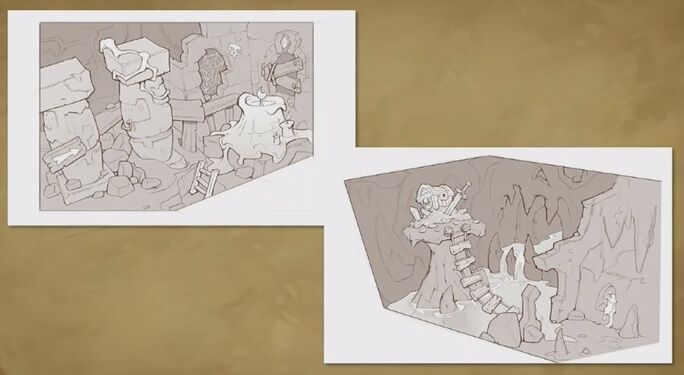 Concept art of the kobold dungeons.