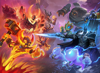 Key art for elementals in Battlegrounds in patch 18.4