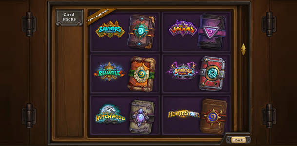 The Card Packs pane before Patch 28.2.0.190416