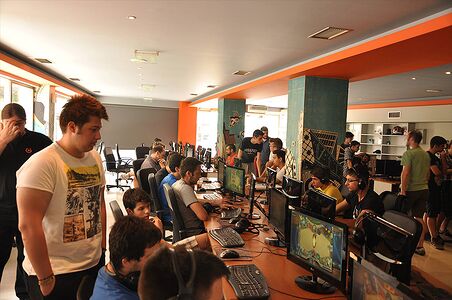 A Fireside Gathering hosted at the Gnet internet cafe in Athens, Greece