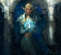 The artwork for Young Priestess was heavily altered for Hearthstone.