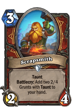 Scrapsmith, alternate art during reveal reason from PlayHearthstone